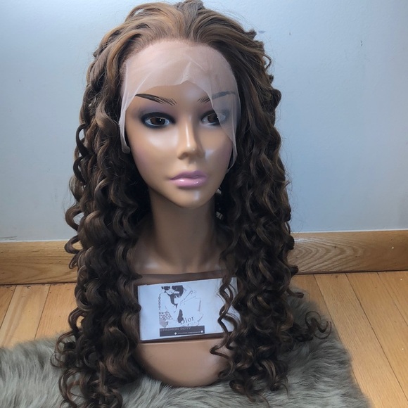 ?ALESSANDRA 26” BROWN KINKY CURLY LACE FRONT WIG main image 8